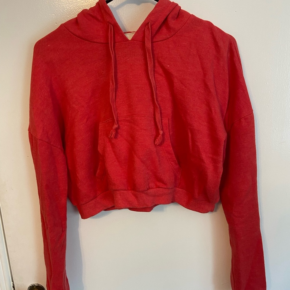 Red crop top hoodie